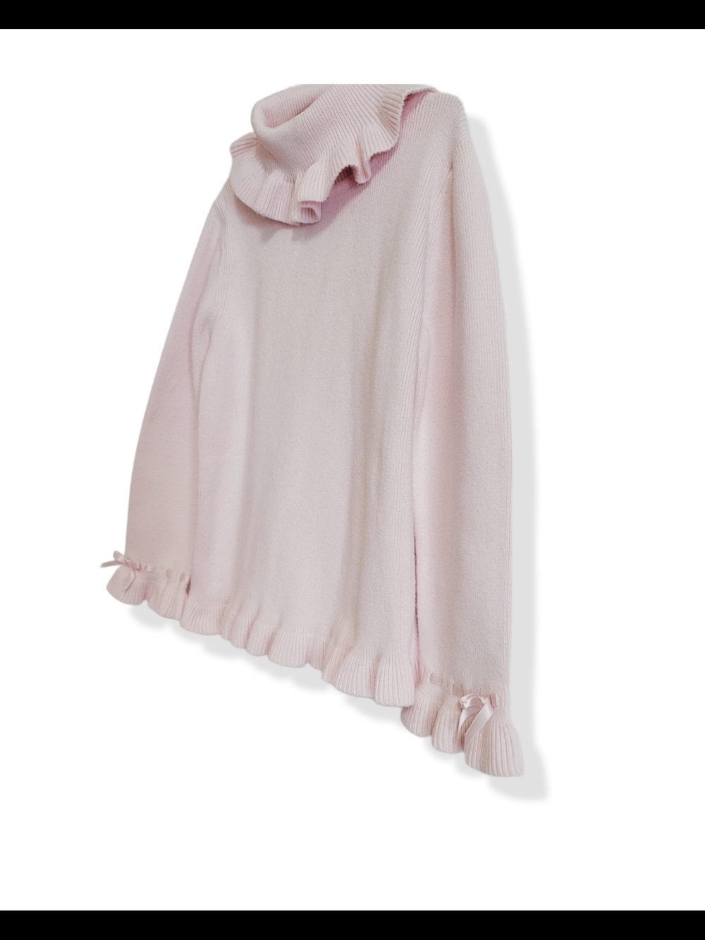 🌿Gymboree Vintage Girls 3T Pink Ruffle Collar Cotton Sweater Bow Wrists Classy - Picture 4 of 10
